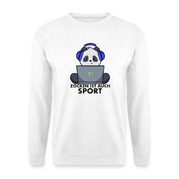 Nerd Shirt - Gamer Panda zocken ist auch Sport - Unisex Pullover - Weiß - Vorne