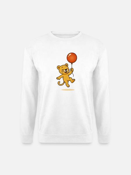 Lion joyeux avec ballon s’élevant dans les airs - Sweat-shirt Unisexe - blanc