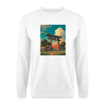 Sonnenuntergang hinter dem traditionellen Torii-Tor - Unisex Pullover - Weiß - Vorne