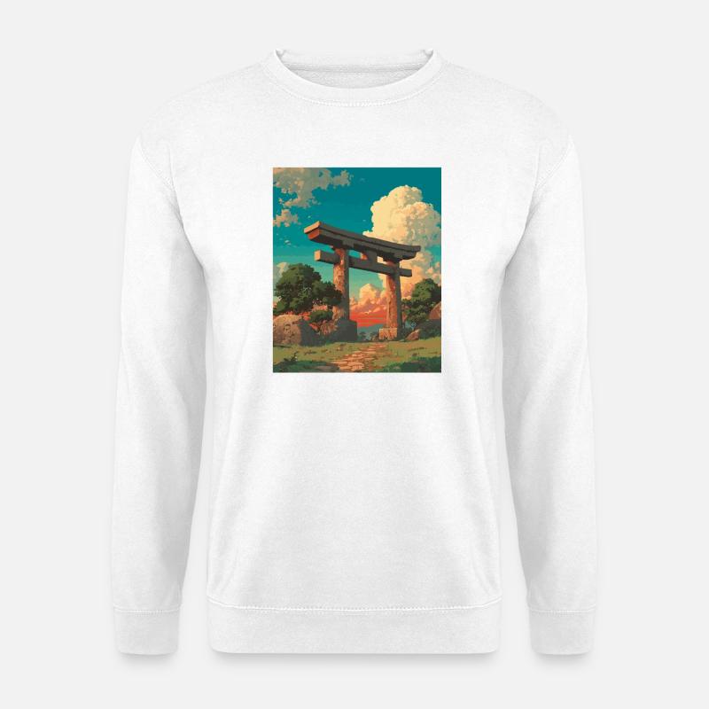 Sunset Behind Traditional Torii Gate - Unisex Sweatshirt - white