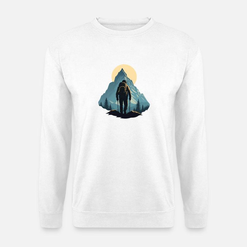 Bergwanderer in der Abenddämmerung - Unisex Pullover - Weiß