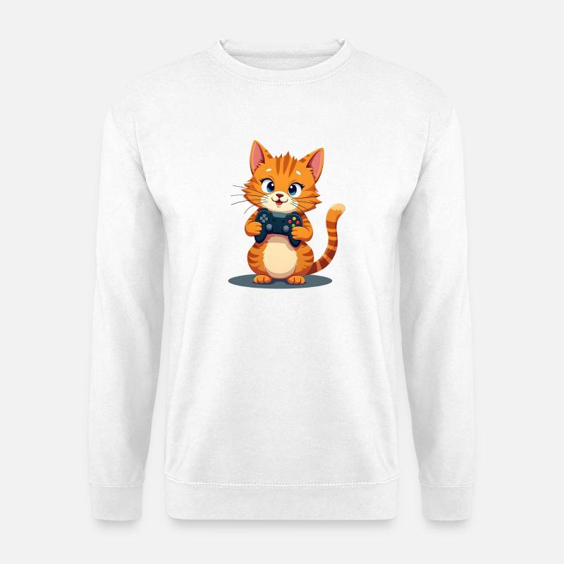 Kätzchen mit Spielecontroller - Unisex Pullover - Weiß