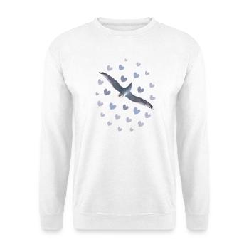Elegante Möwenflug Illustration Möwe Herzen - Unisex Pullover - Weiß - Vorne