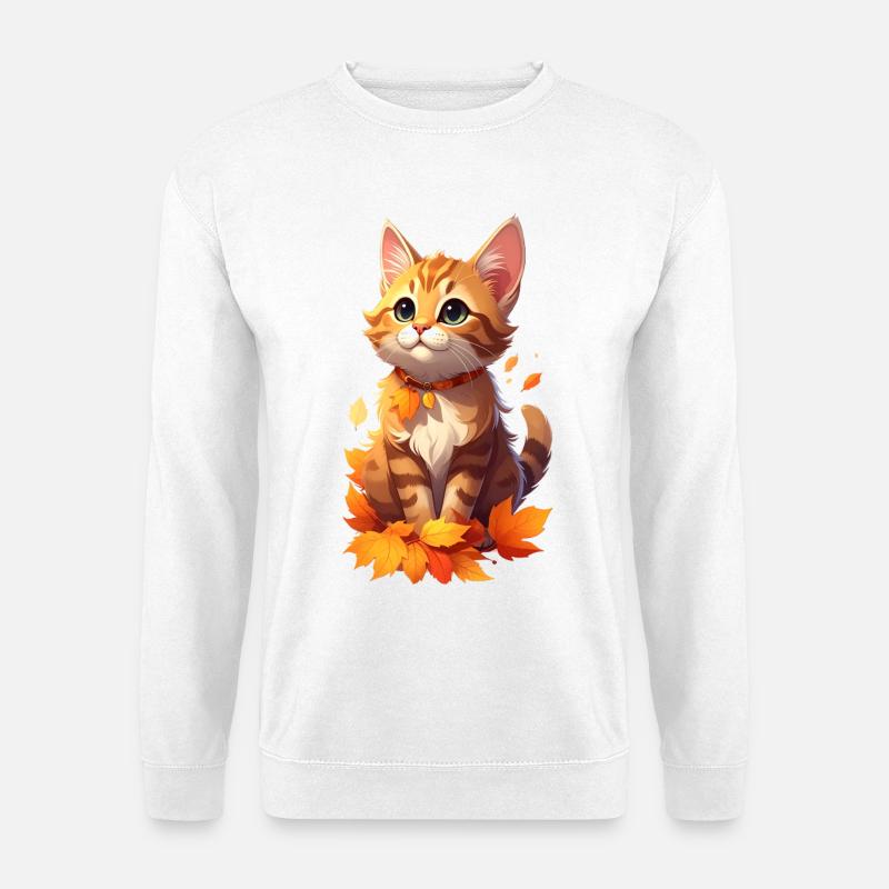 Katze im Herbst - Unisex Pullover - Weiß