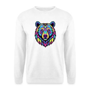 Neon Tribal Bär Illustration - Unisex Pullover - Weiß - Vorne