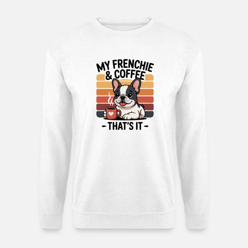 Kuschelbuldogge Frenchie Kaffee Herz - Unisex Pullover - Weiß