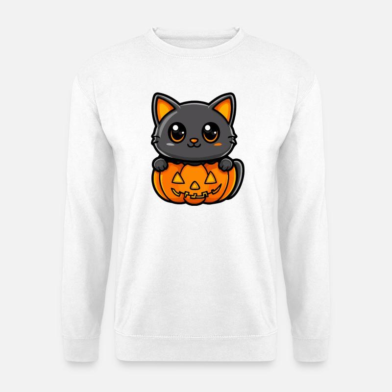 Katze Halloween Kater Comic - Unisex Pullover - Weiß