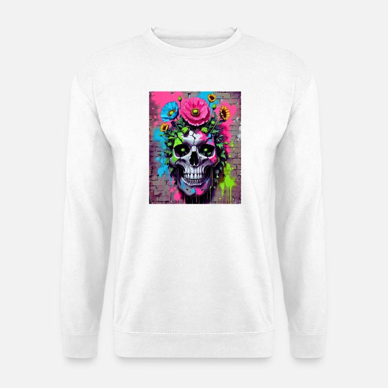 Totenkopf Blumen - Unisex Pullover - Weiß