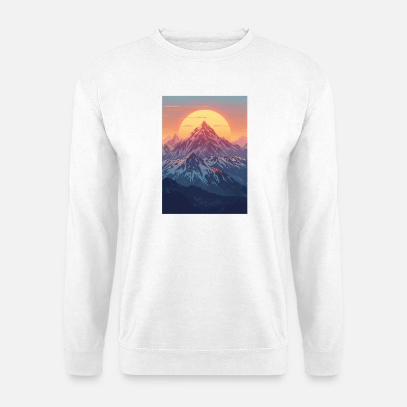 Berge in der pastellfarbenen Sonne - Unisex Pullover - Weiß