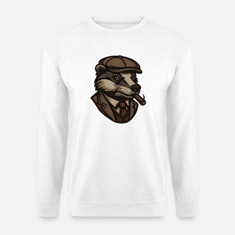 Badger Mafioso Gangster with Cigar - Unisex Sweatshirt - white