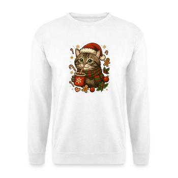 Chat à Noël - Sweat-shirt Unisexe - blanc - Devant
