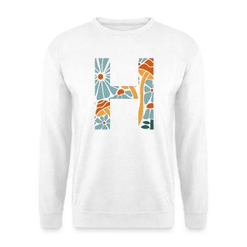Buchstabe h groovige Blumen Geschenkidee - Unisex Pullover - Weiß - Vorne