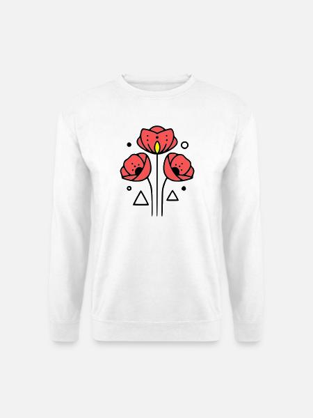 Poppy-Poppies-Minimalist-Line-Art-2 - Unisex Sweatshirt - white
