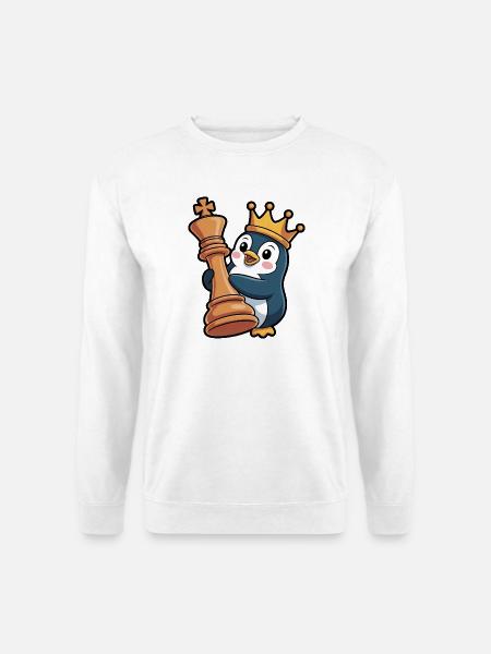 Süßer Pinguin Schach König Königin Denkspiel - Unisex Pullover - Weiß
