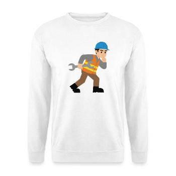 Baustellenheld mit Schraubenschlüssel - Unisex Pullover - Weiß - Vorne
