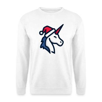 Cooles Einhorn Weihnachtsmütze Zwinkern - Unisex Pullover - Weiß - Vorne