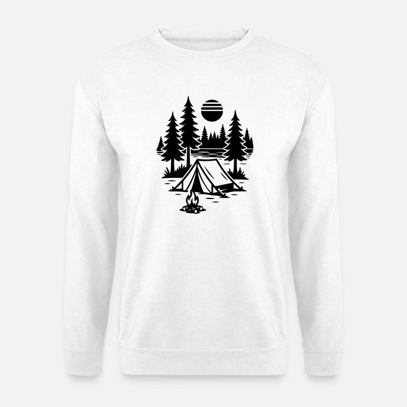 Zelt Natur Lagerfeuer Camping - Unisex Pullover - Weiß
