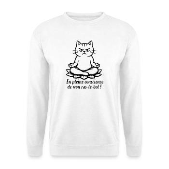 Grummelige Katze in Meditation - Unisex Pullover - Weiß - Vorne