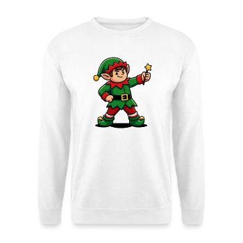 Cute Christmas Elf Holiday Mascot - Unisex Sweatshirt - white - Front