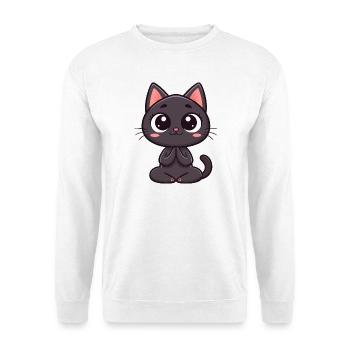 Cute black cat praying - Unisex Sweatshirt - white - Front
