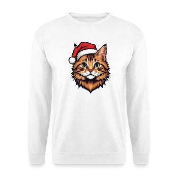 Chat de Noël avec le Chapeau de Père Noël - Sweat-shirt Unisexe - blanc - Devant