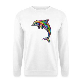 Bunter Mosaik-Delfin Abstraktes Ocean Art Design - Unisex Pullover - Weiß - Vorne