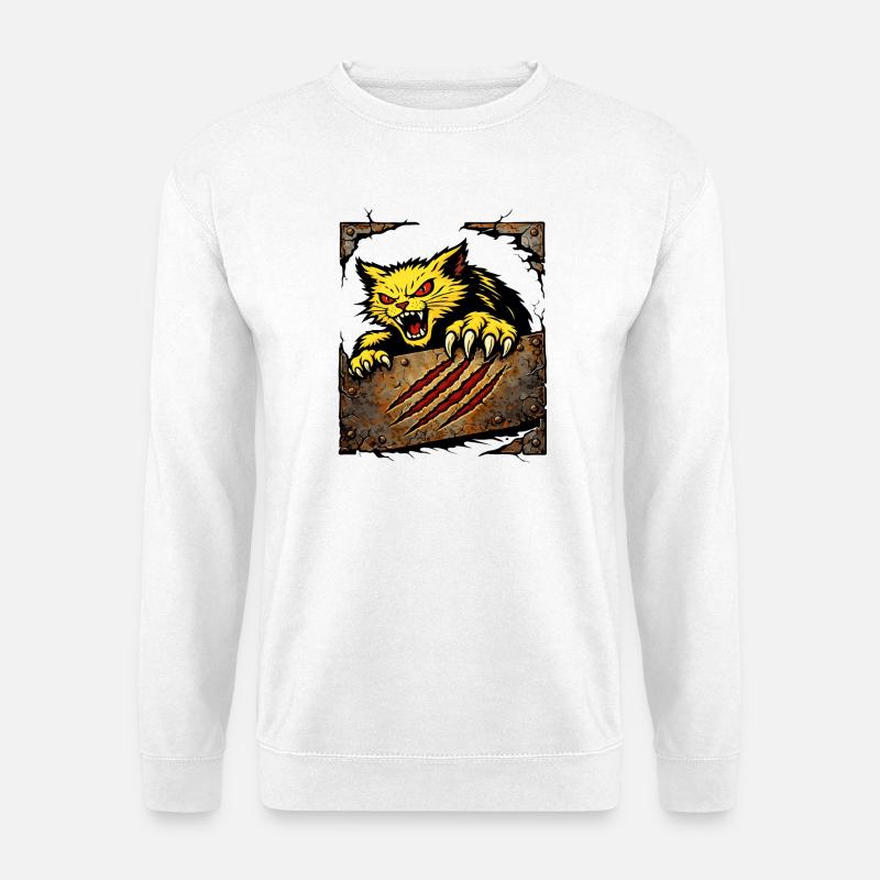 Ferocious Cat Scratch Attack Illustration - Unisex Sweatshirt - white