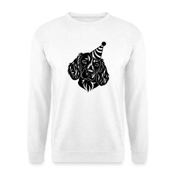 Hund mit Party-Hut - Unisex Pullover - Weiß - Vorne
