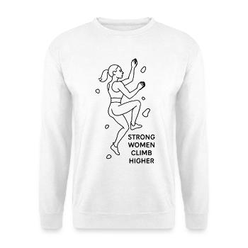 Strong Women Climb Higher – Female Climber Line Art - Unisex Sweatshirt - white - Front