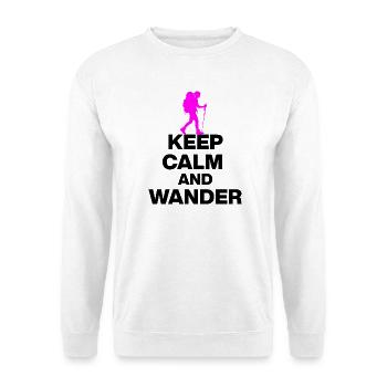 KEEP CALM AND WANDER!, HIKEING LAUFEN TRAIL PINK s - Unisex Sweatshirt - white - Front