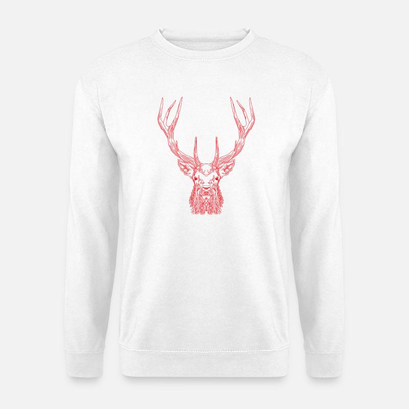 Tech Deer – Geometric Deer in Red - Unisex Sweatshirt - white