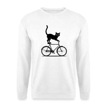 Black Cat Rides Bike - Design rétro cool - Sweat-shirt Unisexe - blanc - Devant