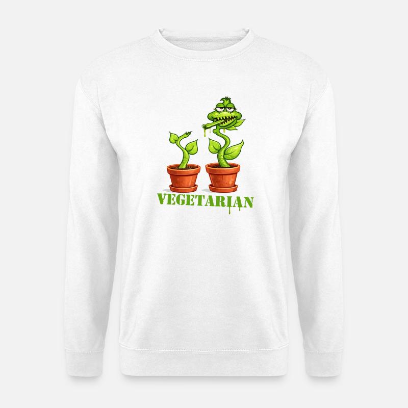 Vegetarische Fleischfressende Pflanze Cartoon - Unisex Pullover - Weiß