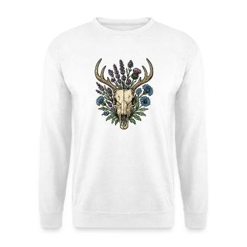 Deer bones with flower wreath - Unisex Sweatshirt - white - Front
