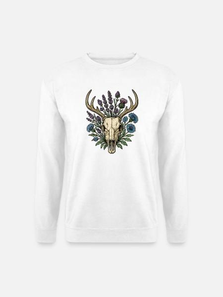 Deer bones with flower wreath - Unisex Sweatshirt - white