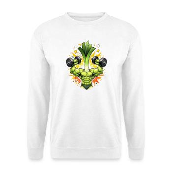 Strong Leek Bodybuilder Illustration - Unisex Sweatshirt - white - Front