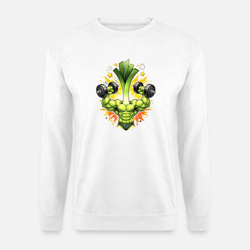 Strong Leek Bodybuilder Illustration - Unisex Sweatshirt - white