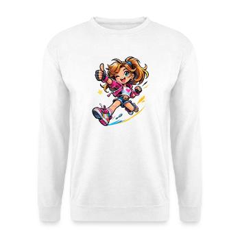 Energetic cartoon heroine in motion - Unisex Sweatshirt - white - Front