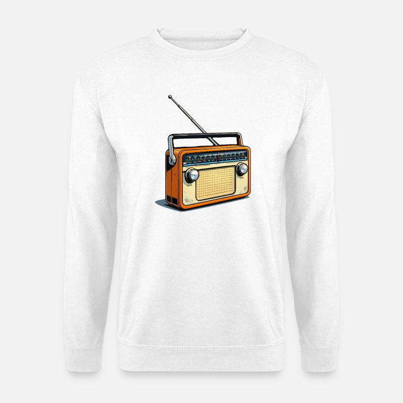 Retro Orange Radio - Unisex Pullover - Weiß