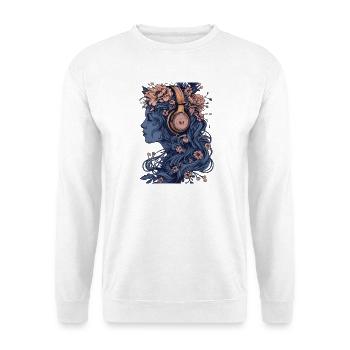 Frau mit Kopfhörer blau - Unisex Pullover - Weiß - Vorne