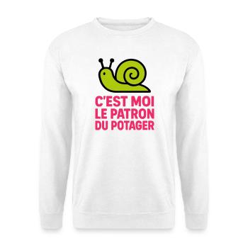 C'est Moi le Patron du Potager : Design Escargot - Sweat-shirt Unisexe - blanc - Devant