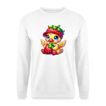 Quirky Cute Duck Strawberry Hat Cartoon Fruit - Unisex Sweatshirt - white - Front