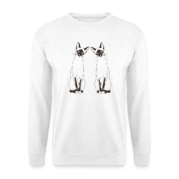 Royal Siamese - Minimalist Fine Line Art - Unisex Pullover - Weiß - Vorne