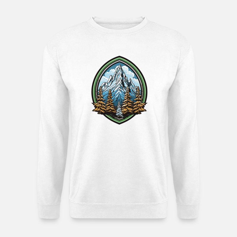 Gebirgswald im Bergbogen - Unisex Pullover - Weiß