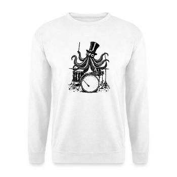 Un poulpe jouant de la batterie - Sweat-shirt Unisexe - blanc - Devant