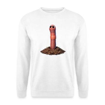 Schlammwurm-Cartoon mit großen Augen - Unisex Pullover - Weiß - Vorne