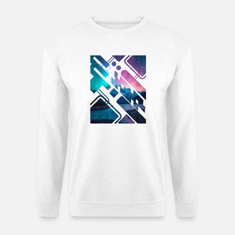 Geometrische Berg-Aurora - Unisex Pullover - Weiß