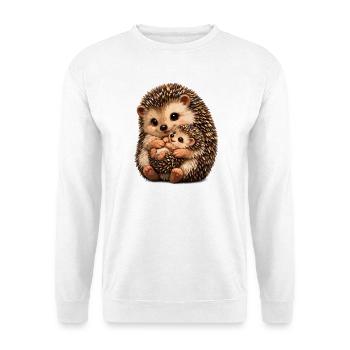 Mother and Baby Hedgehog Cuddle Illustration - Unisex Sweatshirt - white - Front