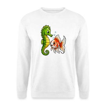 Poisson rouge hippocampe des Amis sous-marins - Sweat-shirt Unisexe - blanc - Devant