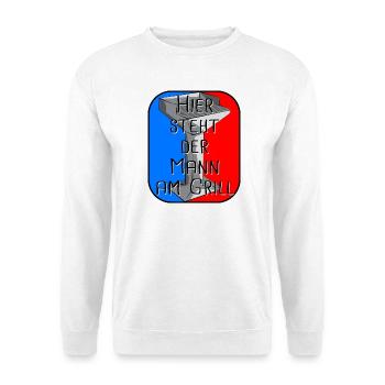 Hier Steht Der Mann Am Grill - Unisex Pullover - Weiß - Vorne
